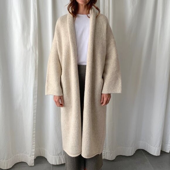 LAUREN MANOOGIAN Off-White Long Shawl Cardigan - Picture 1 of 4